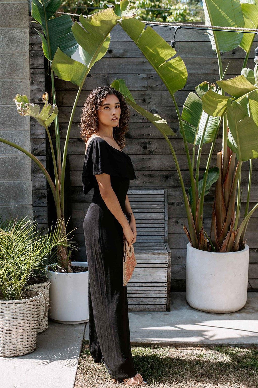 Black Jersey OTS Maxi Dress-FINAL SALE