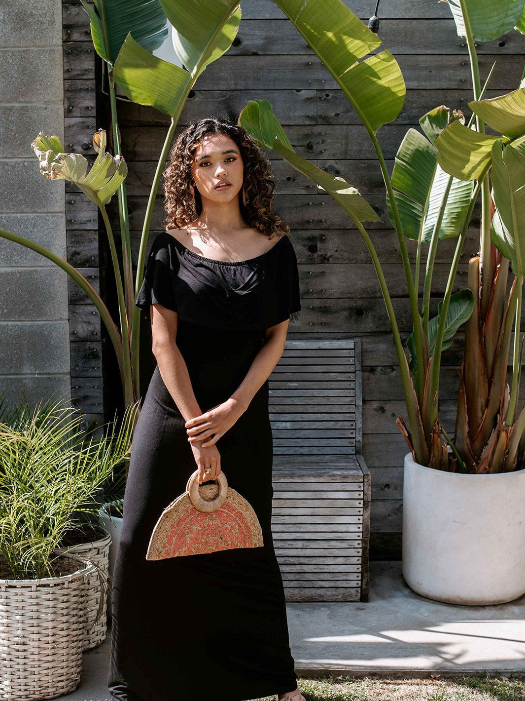 Black Jersey OTS Maxi Dress-FINAL SALE