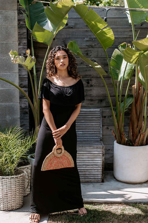 Black Jersey OTS Maxi Dress-FINAL SALE
