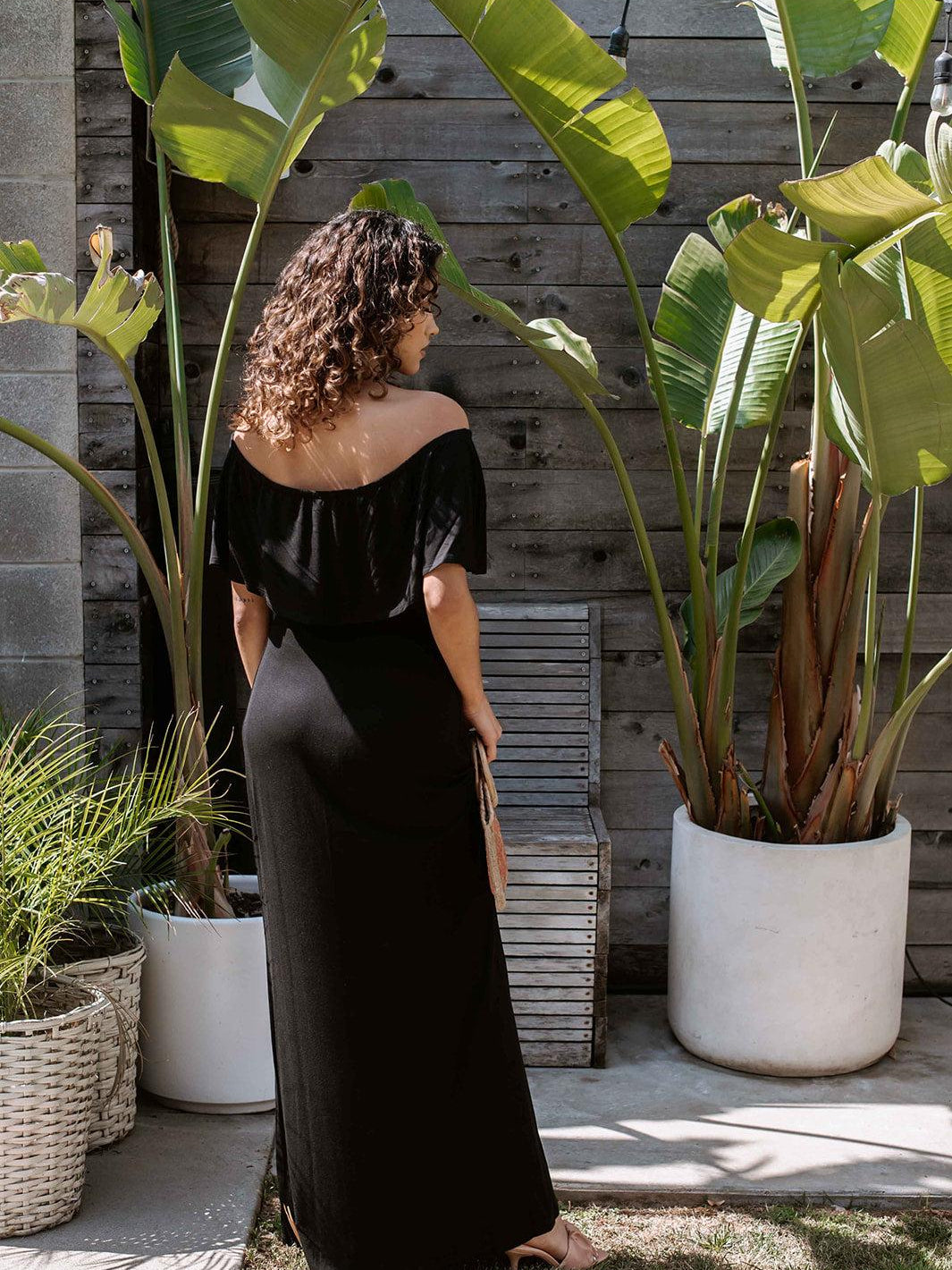 Black Jersey OTS Maxi Dress-FINAL SALE