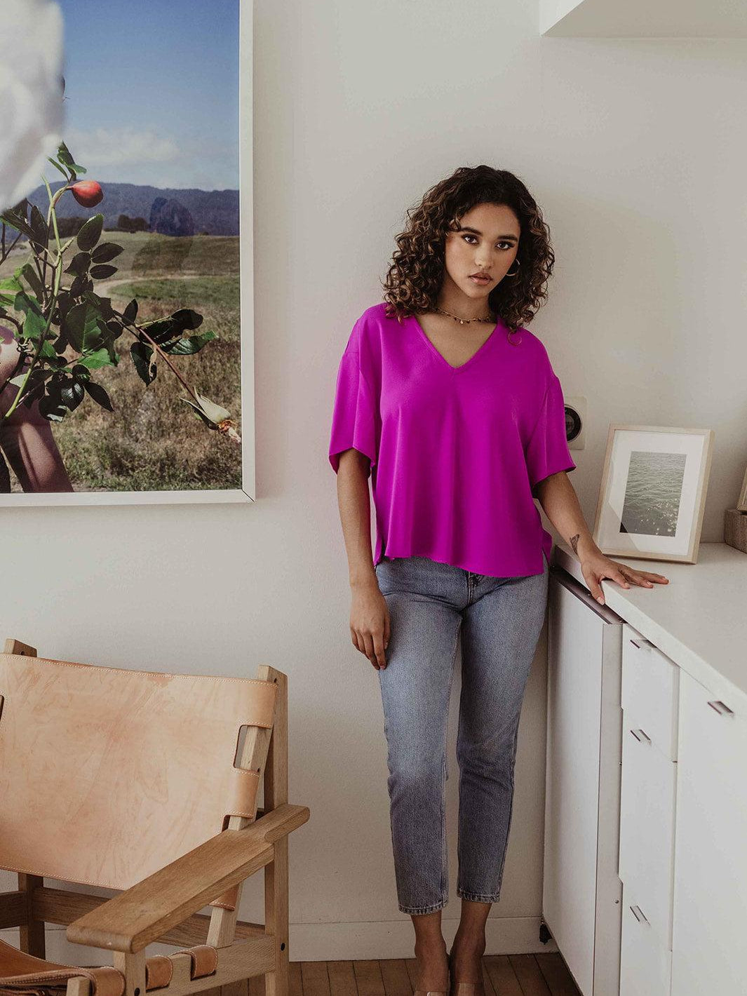 Fuchsia Boxy Blouse- FINAL SALE