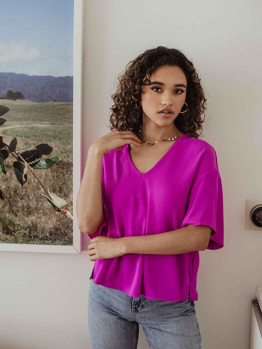 Fuchsia Boxy Blouse- FINAL SALE