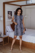 Grey Snake Print Dress with Shoulder Pads - FINAL SALE