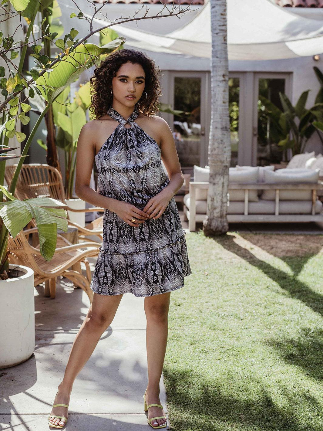 Boa Snake Print Smocked Stretch Skirt - FINAL SALE