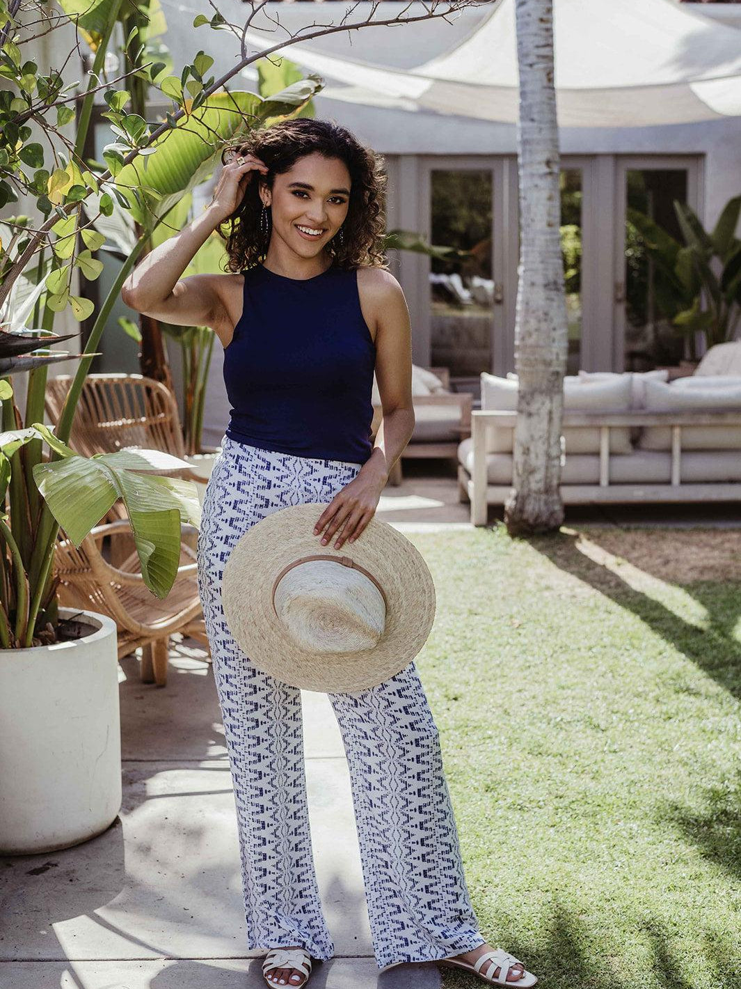 Jersey Double Lined Cropped Tank - Navy
