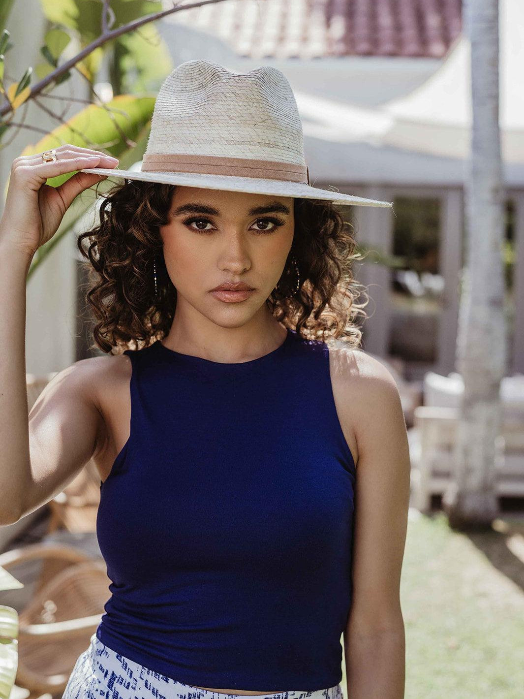 Jersey Double Lined Cropped Tank - Navy