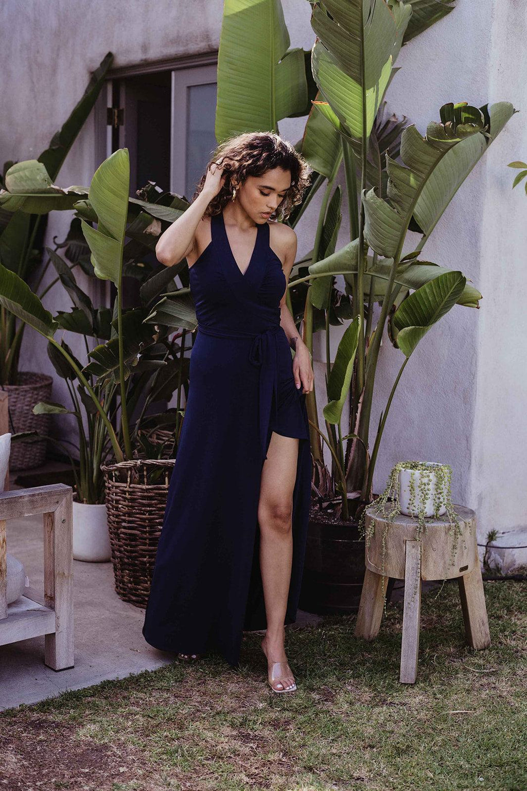 Navy Wrap Maxi Dress-BEST SELLER