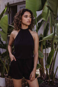 Black Stretch Halter Romper-BEST SELLER