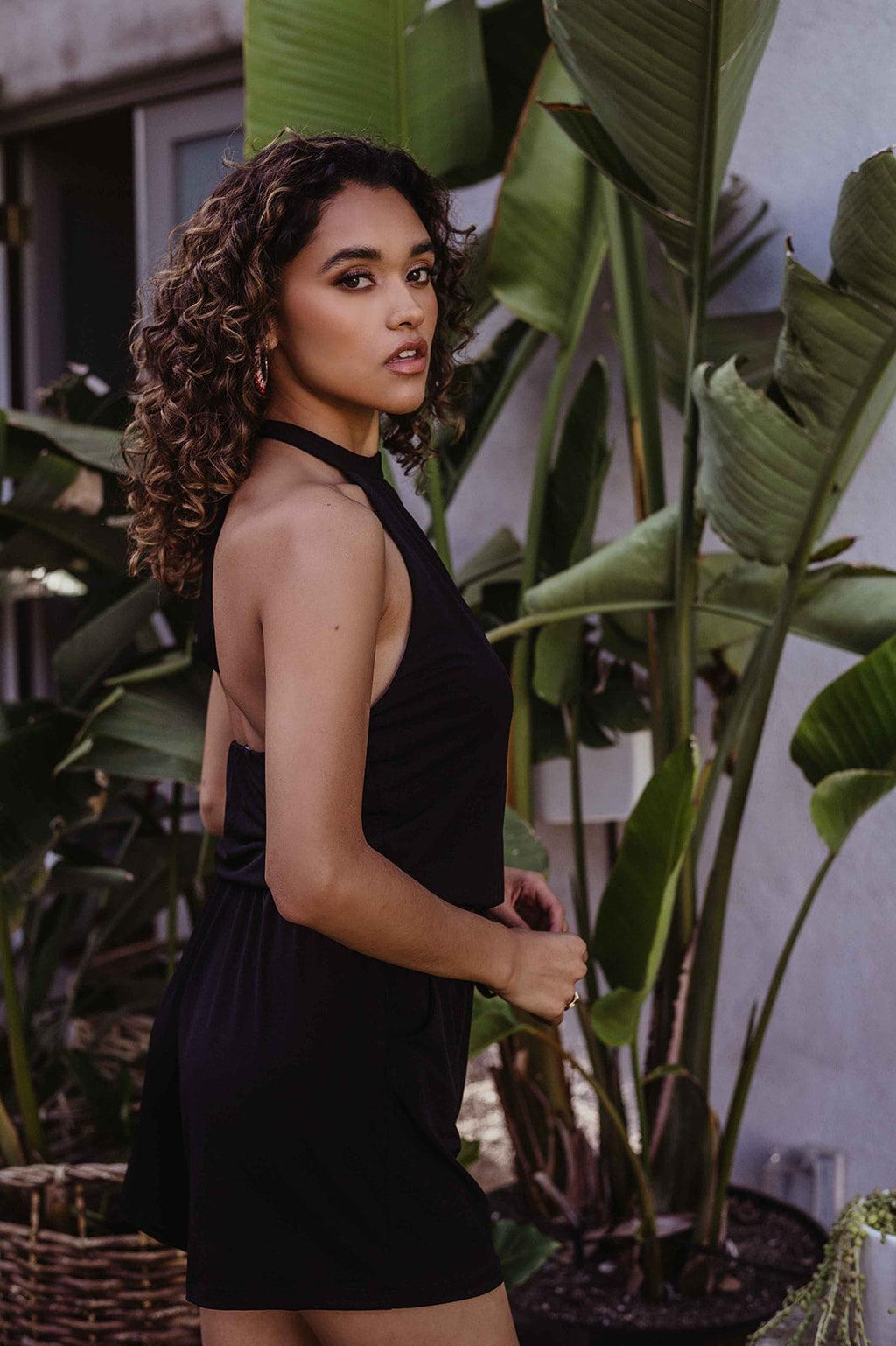 Black Stretch Halter Romper-BEST SELLER