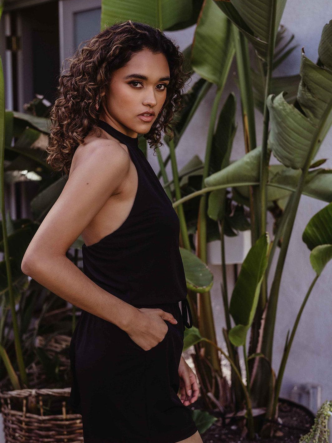 Black Stretch Halter Romper-BEST SELLER