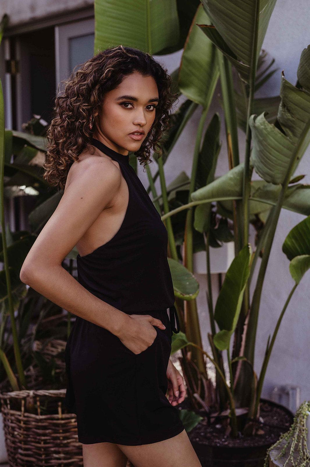 Black Stretch Halter Romper-BEST SELLER