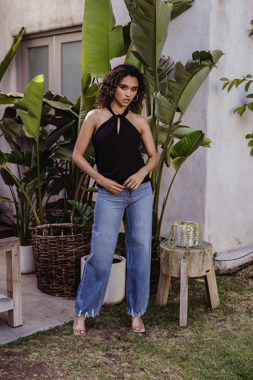 Black Twist Neck Halter Top