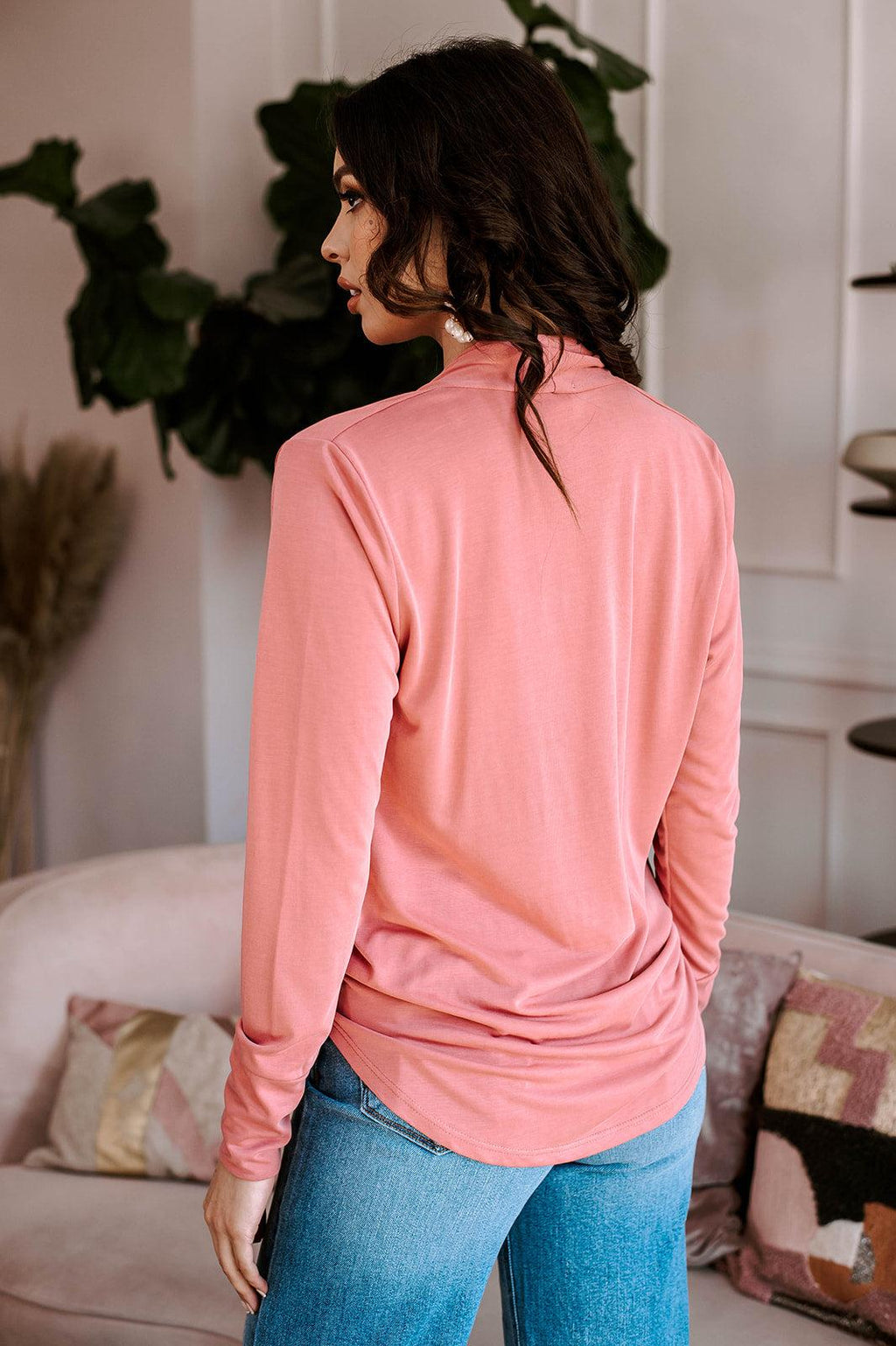 Light Marsala Cupro Draped Surplice Top-BEST SELLER