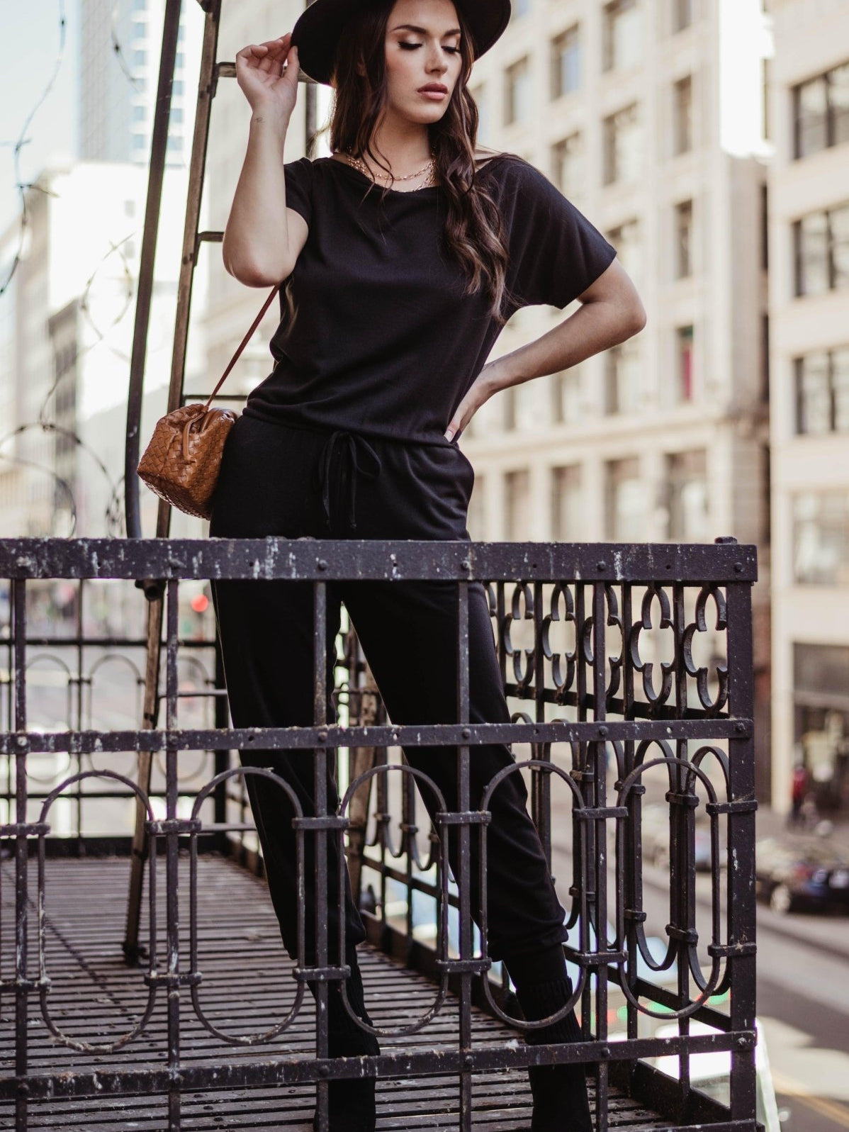 Soft Feel French Terry Jumpsuit-Black - BEST SELLER