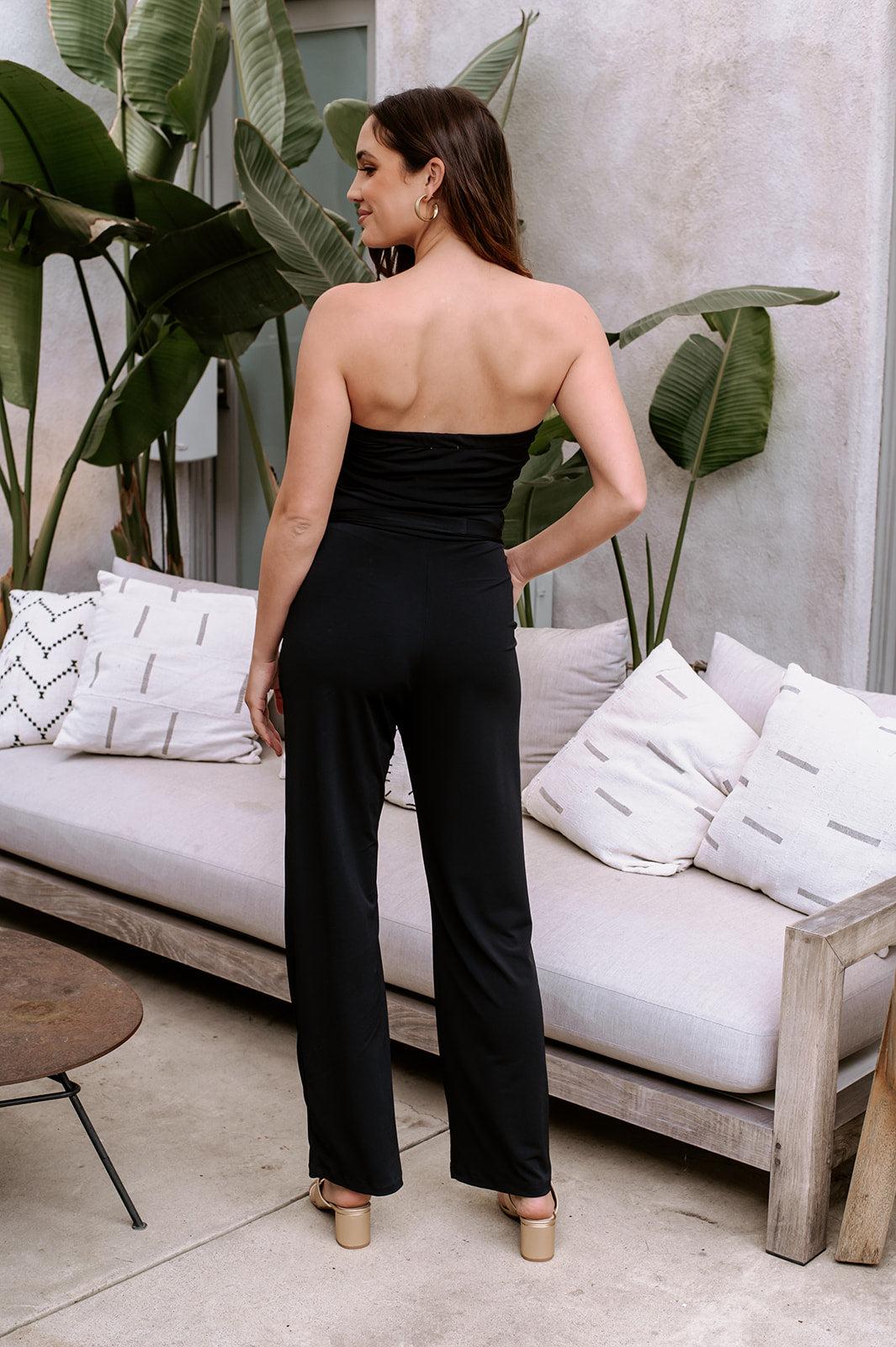 Black Stretch Shirred Tube Jumpsuit-BEST SELLER