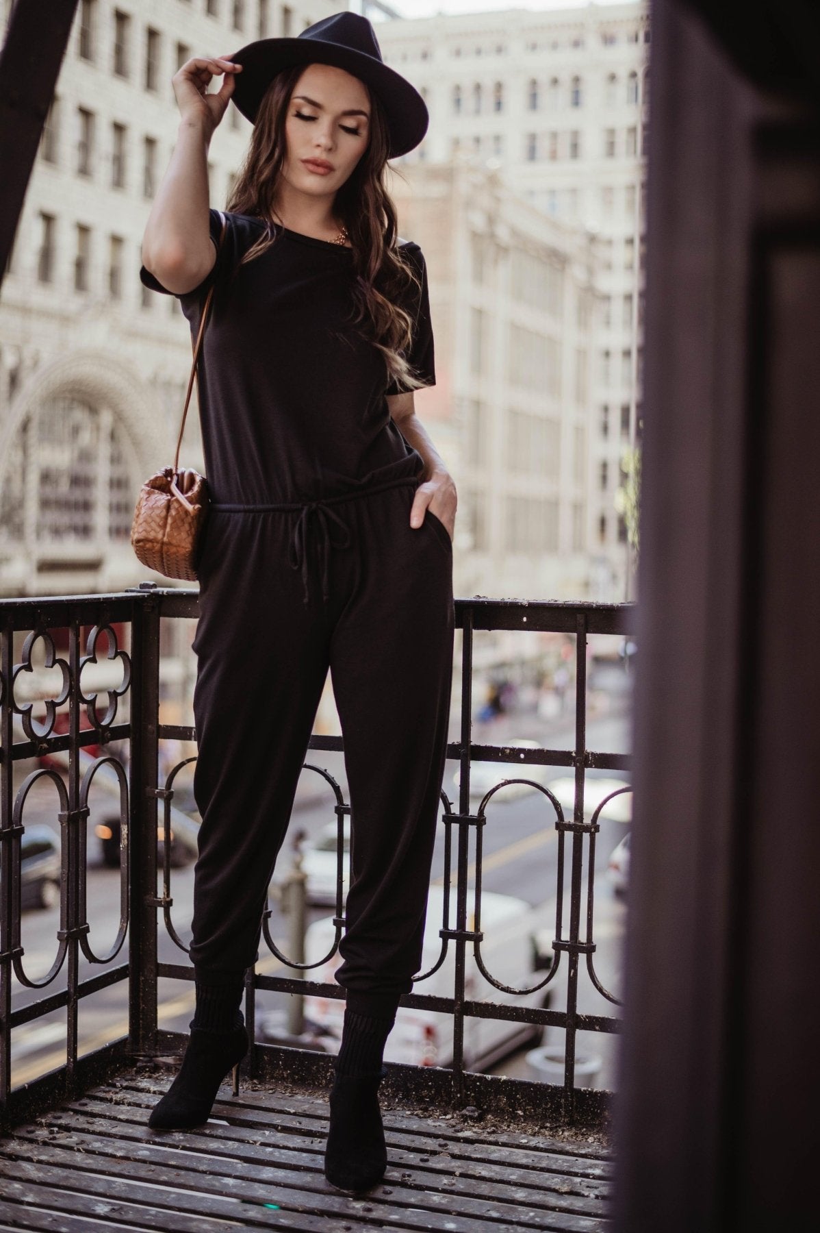 Soft Feel French Terry Jumpsuit-Black - BEST SELLER