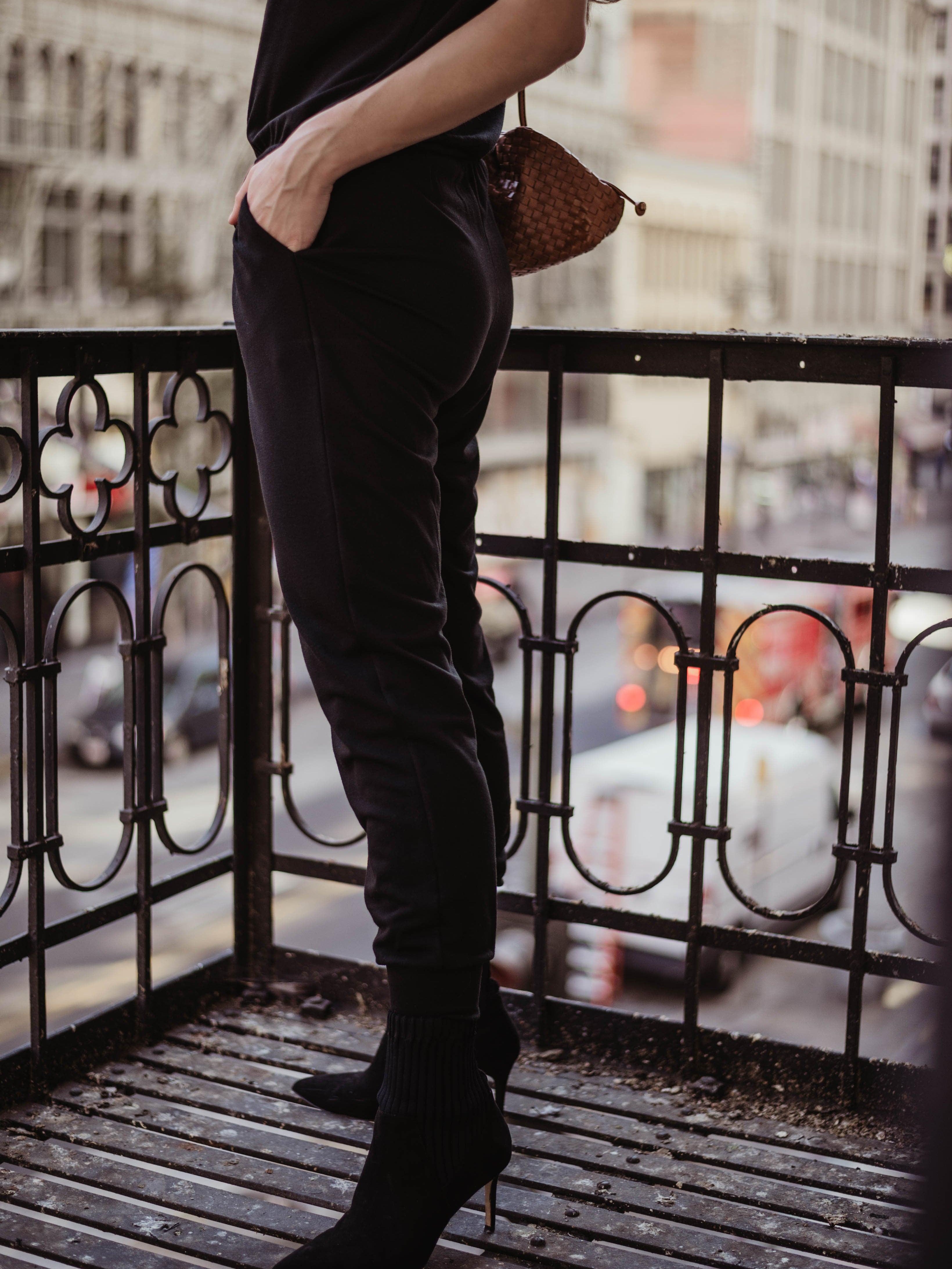 Soft Feel French Terry Jumpsuit-Black - BEST SELLER