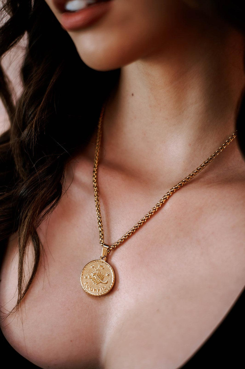 Zodiac Coin Necklace 18K Gold
