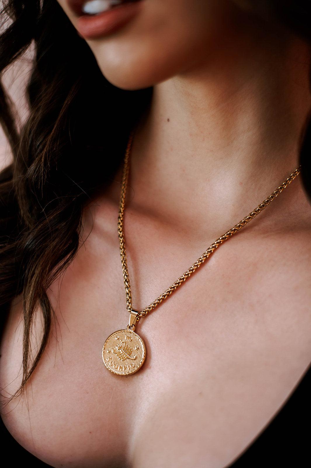 Zodiac Coin Necklace 18K Gold