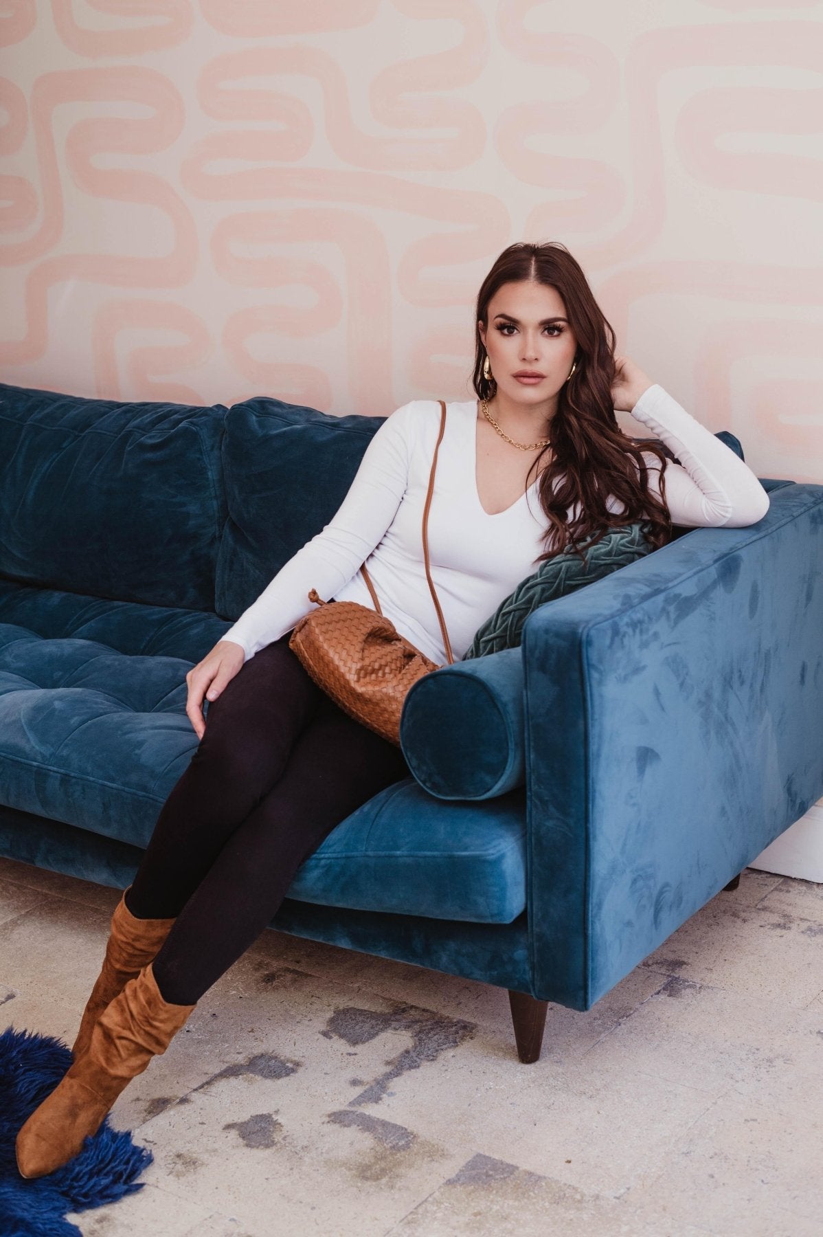 White Lined V-Neck Top-BEST SELLER