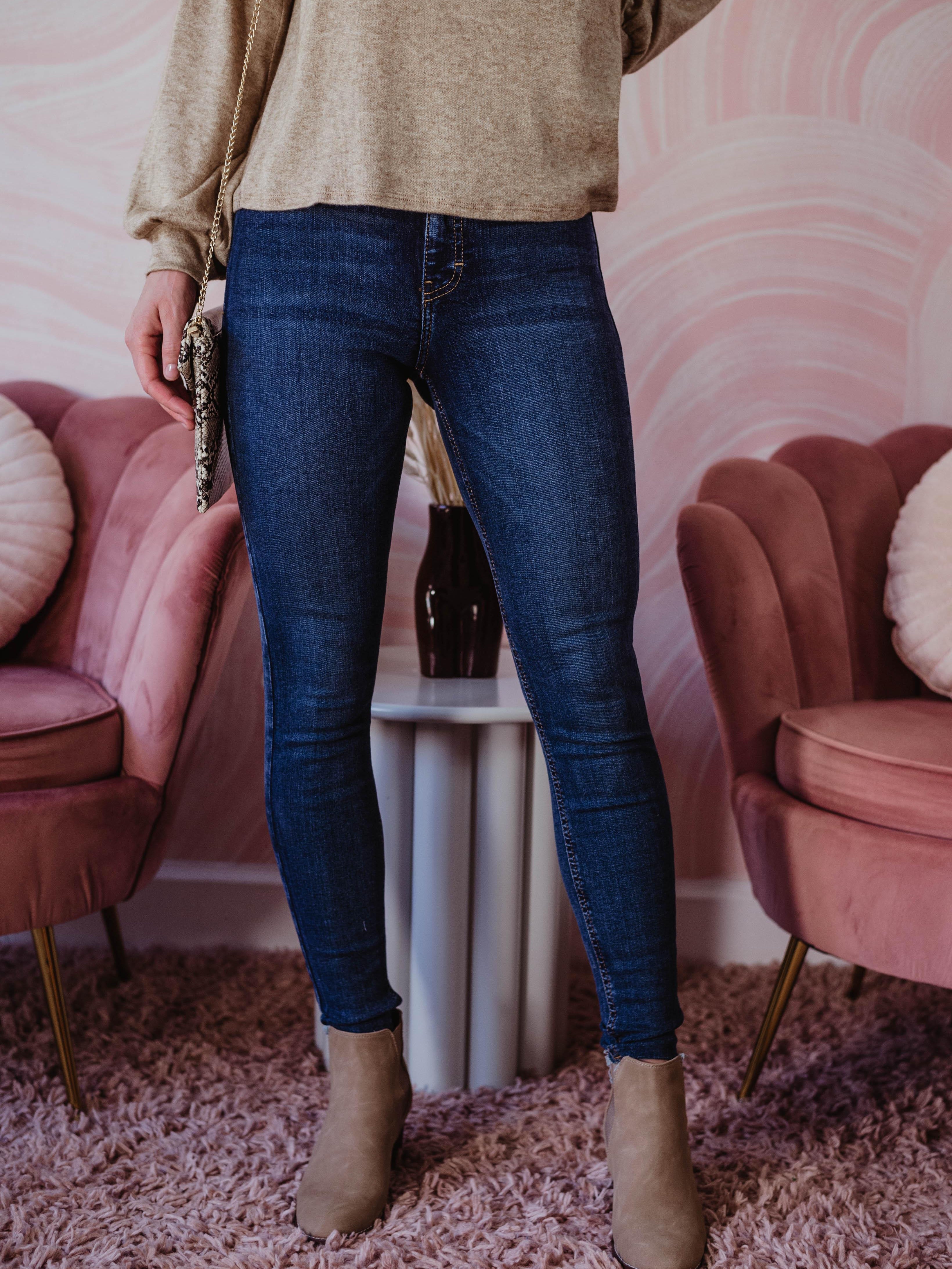 Mid-Rise Medium Wash Skinny Jeans - FINAL SALE