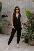 Black Stretch Jogger Jumpsuit - BEST SELLER