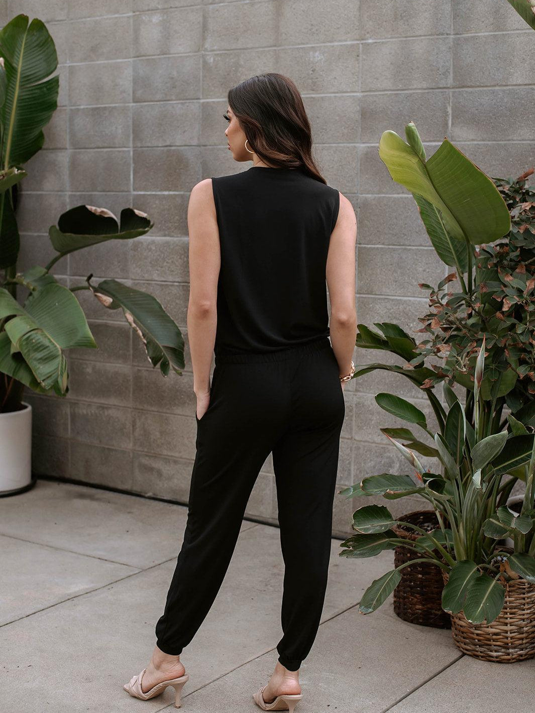 Black Stretch Jogger Jumpsuit - BEST SELLER