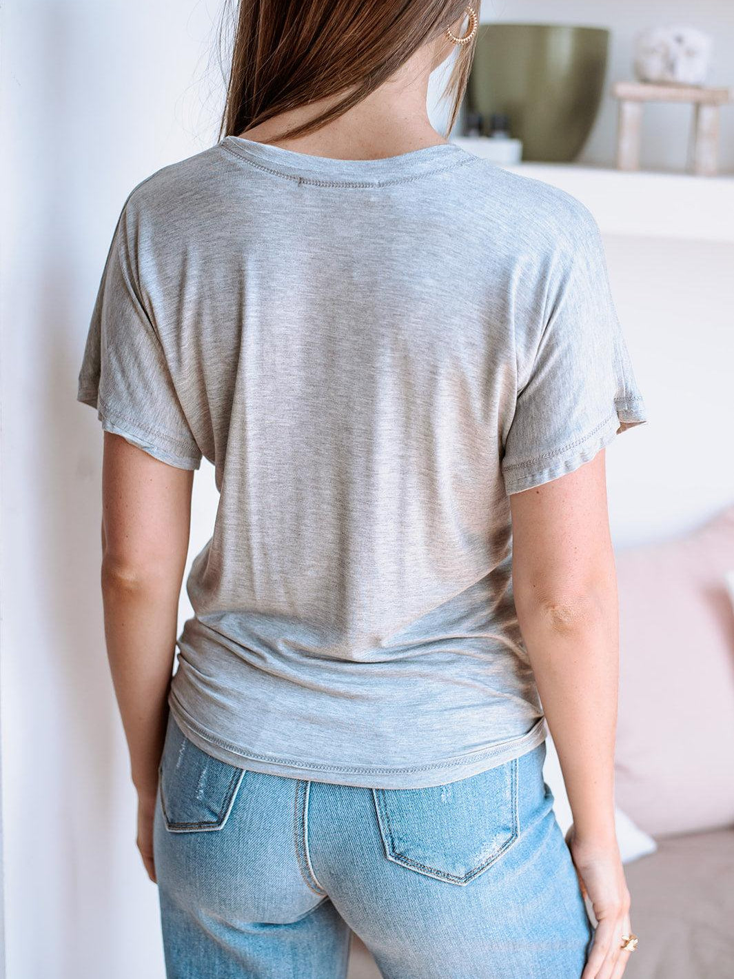 Light Grey Tee with Front Tie-BEST SELLER