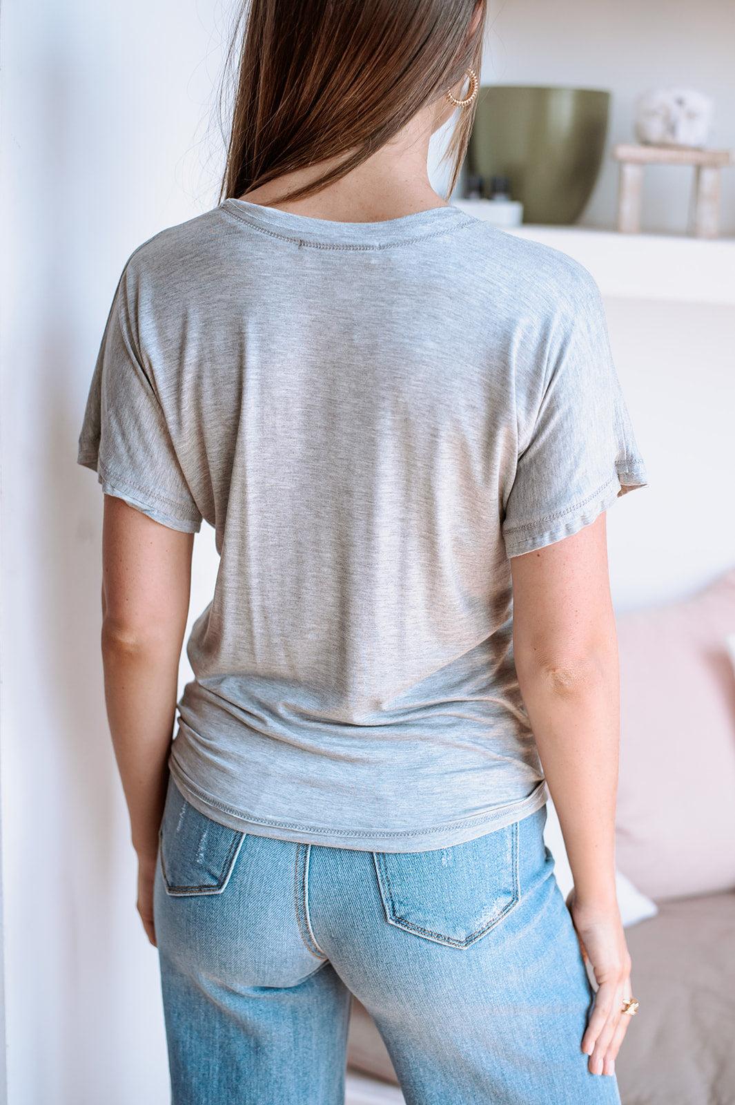 Light Grey Tee with Front Tie-BEST SELLER