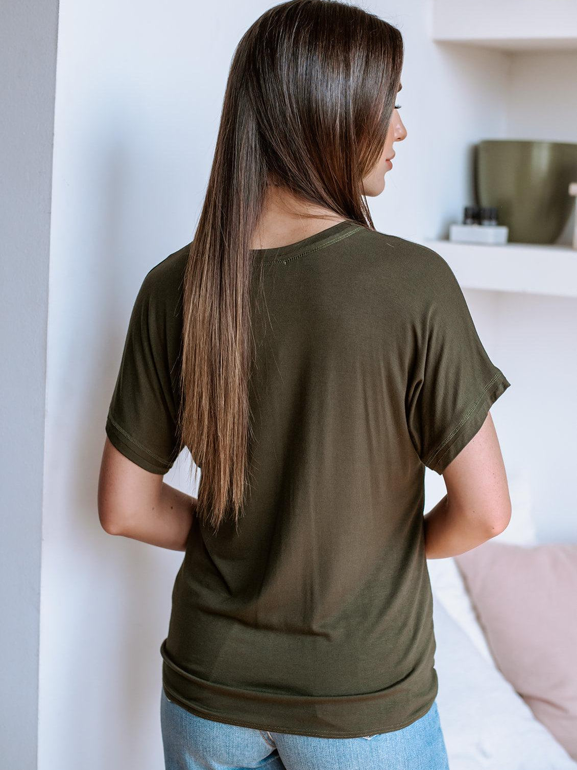 Olive Green Tee with Front Tie-FINAL SALE