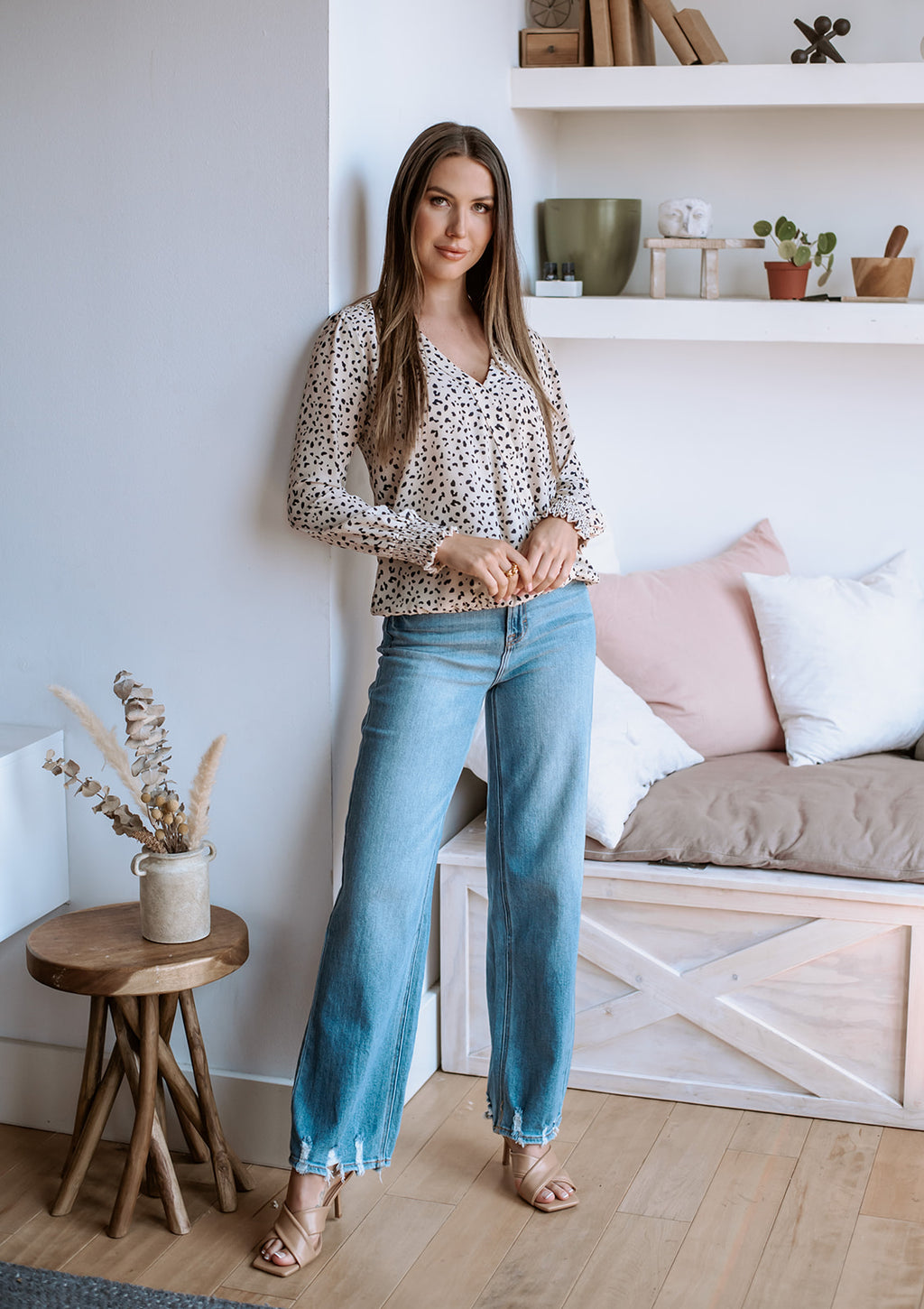 Chiara Surplice Top with Smocked Cuffs-FINAL SALE