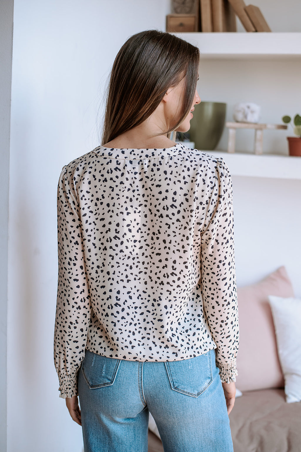 Chiara Surplice Top with Smocked Cuffs-FINAL SALE