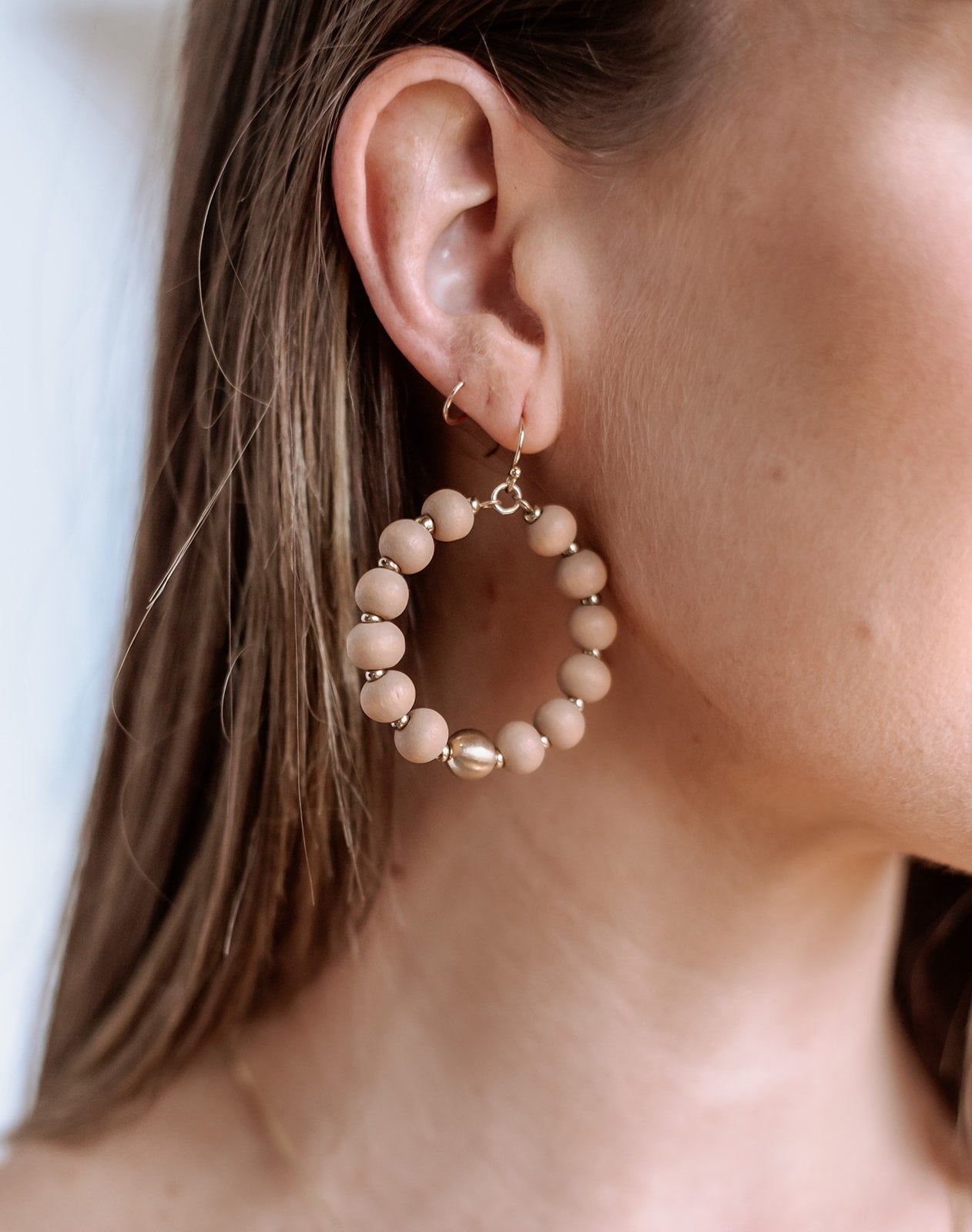 Tan Circle Hoop Earrings - FINAL SALE