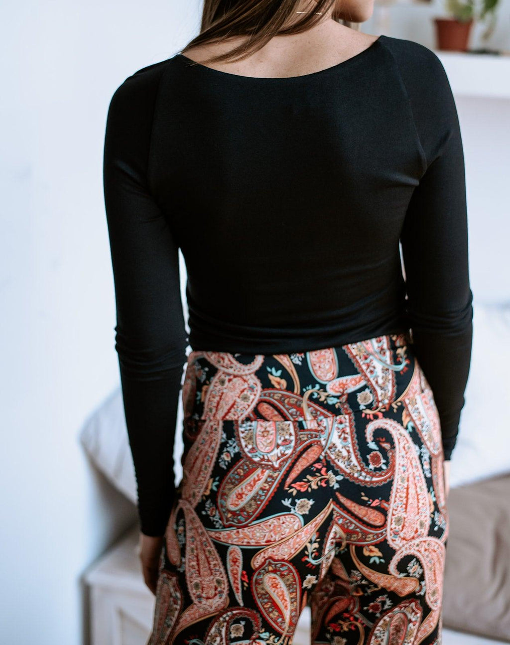 Black Jersey Square Neck Top-FINAL SALE