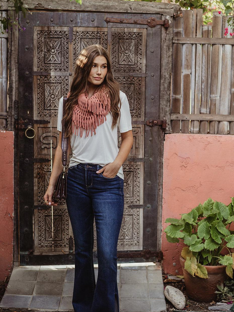 Rolling In The Blues -Slit High Rise Flare Jean- FINAL SALE