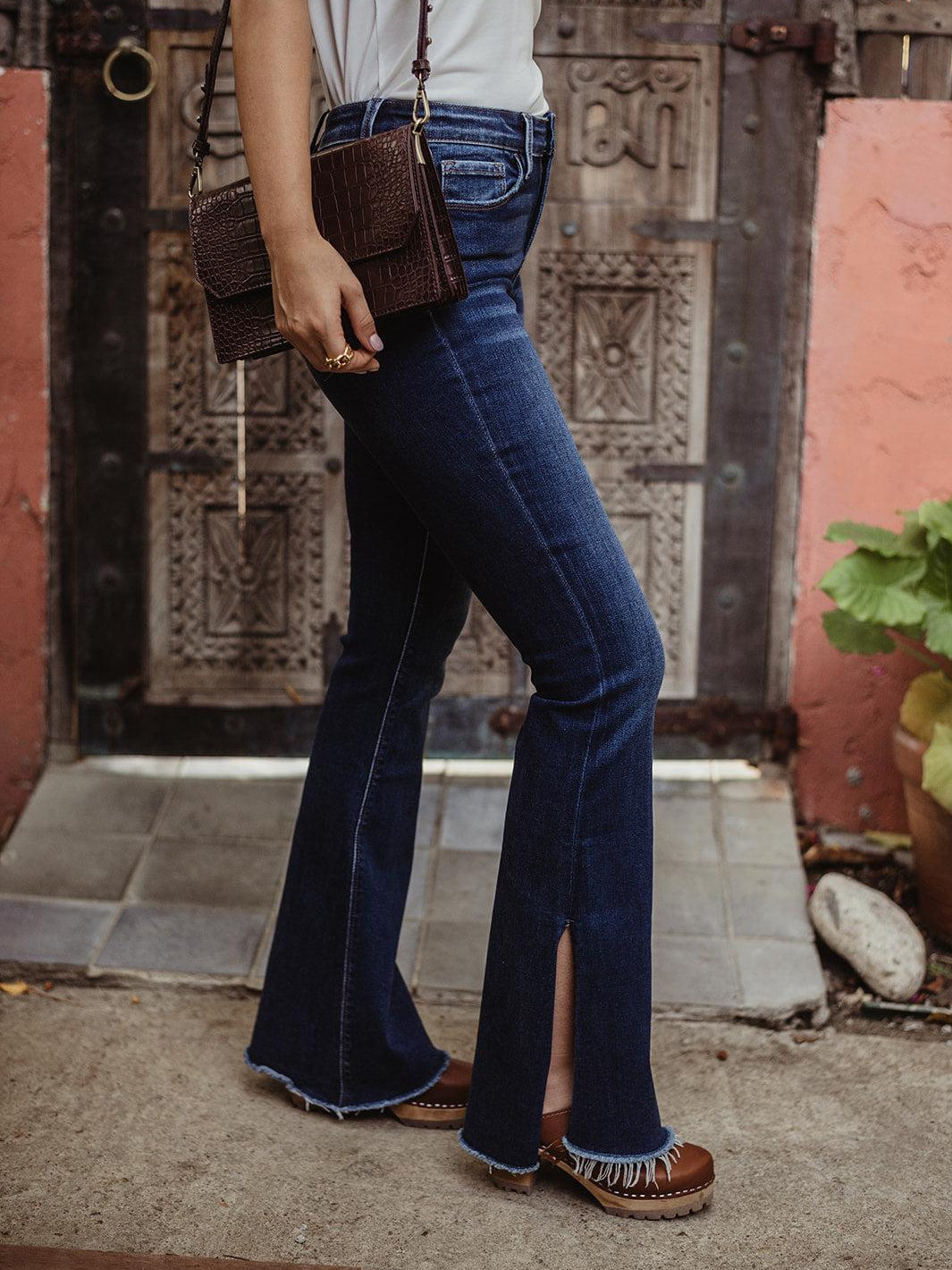 Rolling In The Blues -Slit High Rise Flare Jean- FINAL SALE