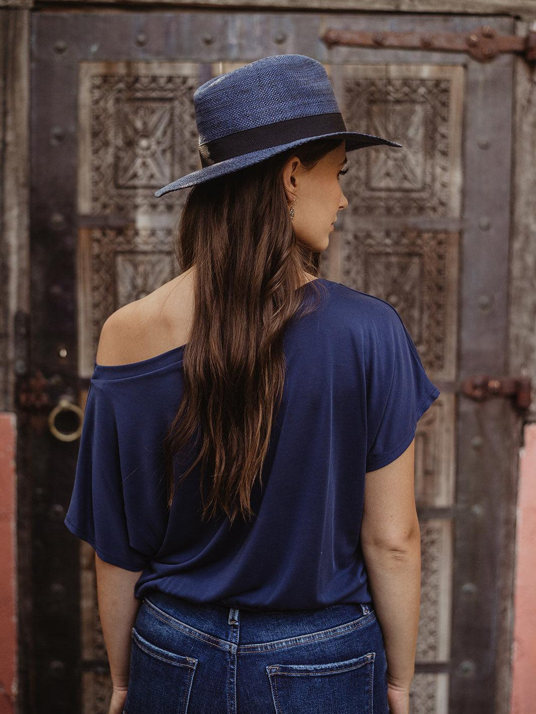 Navy Cupro OTS Top