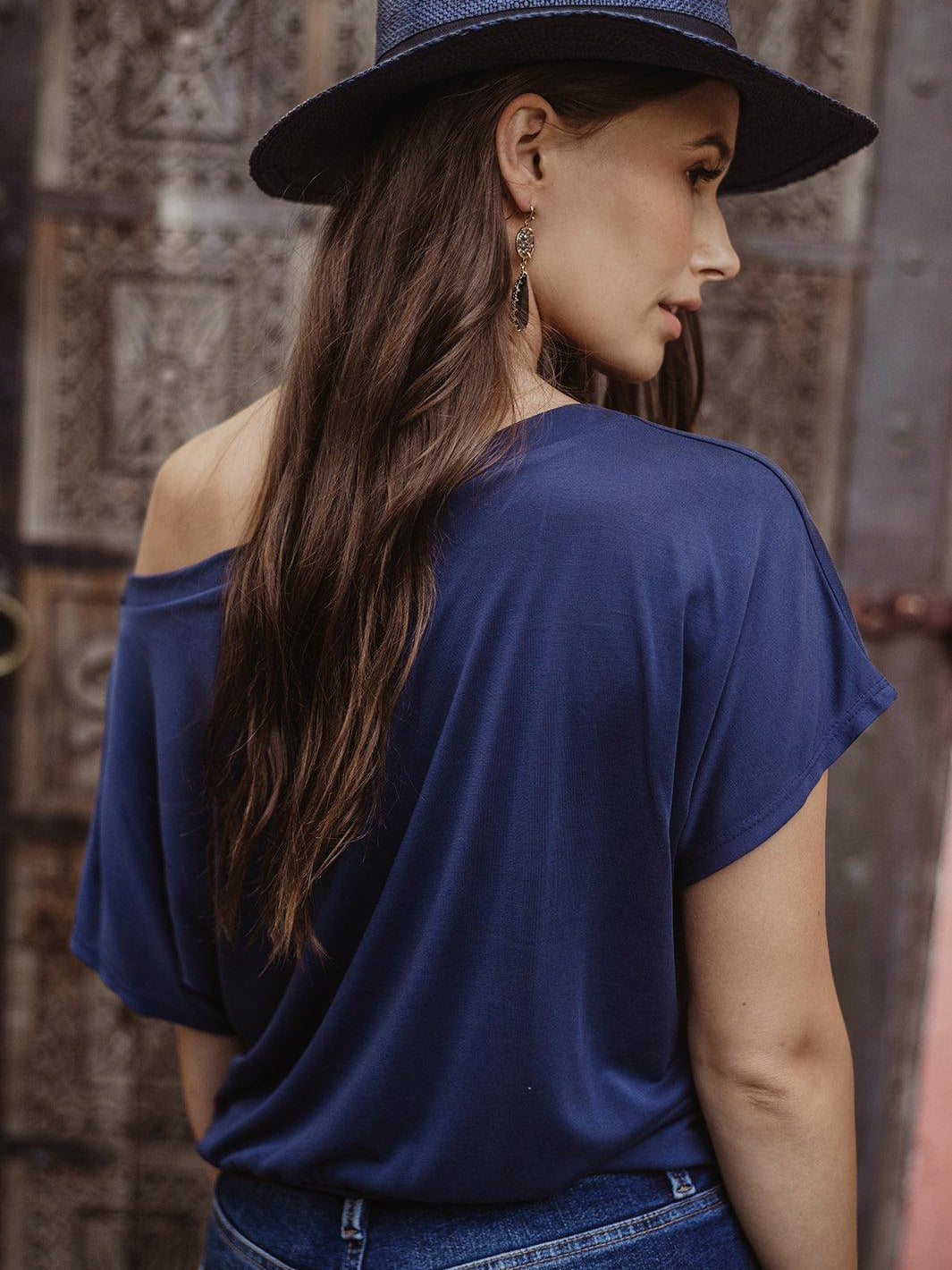 Navy Cupro OTS Top