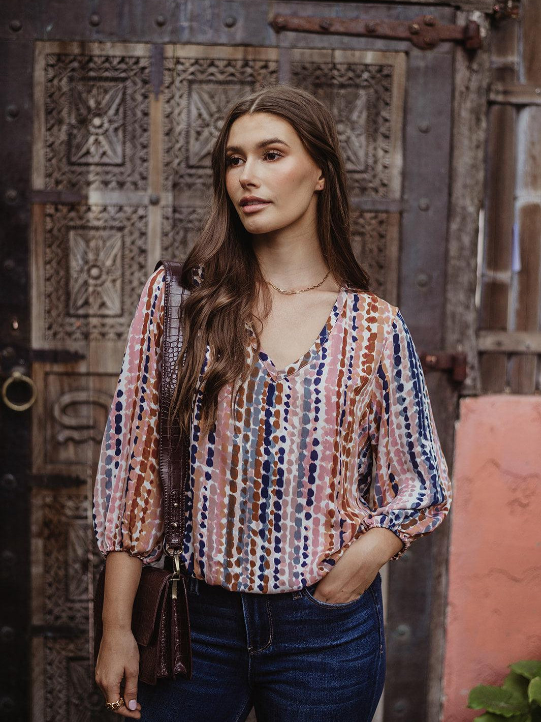 Lucia V-Neck Blouse-FINAL SALE