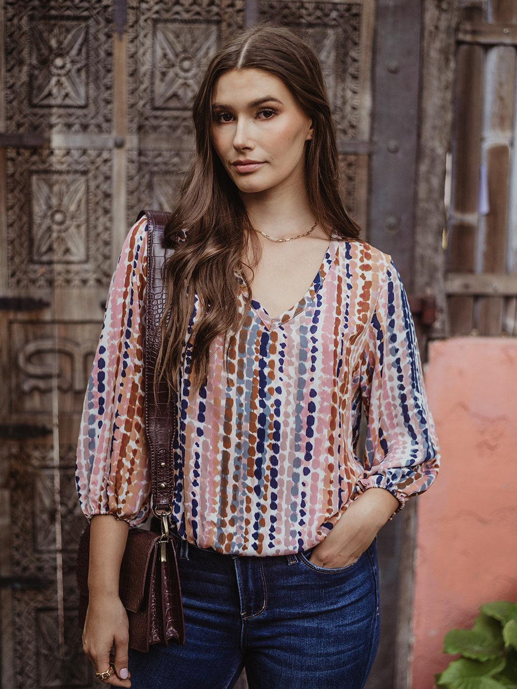 Lucia V-Neck Blouse-FINAL SALE