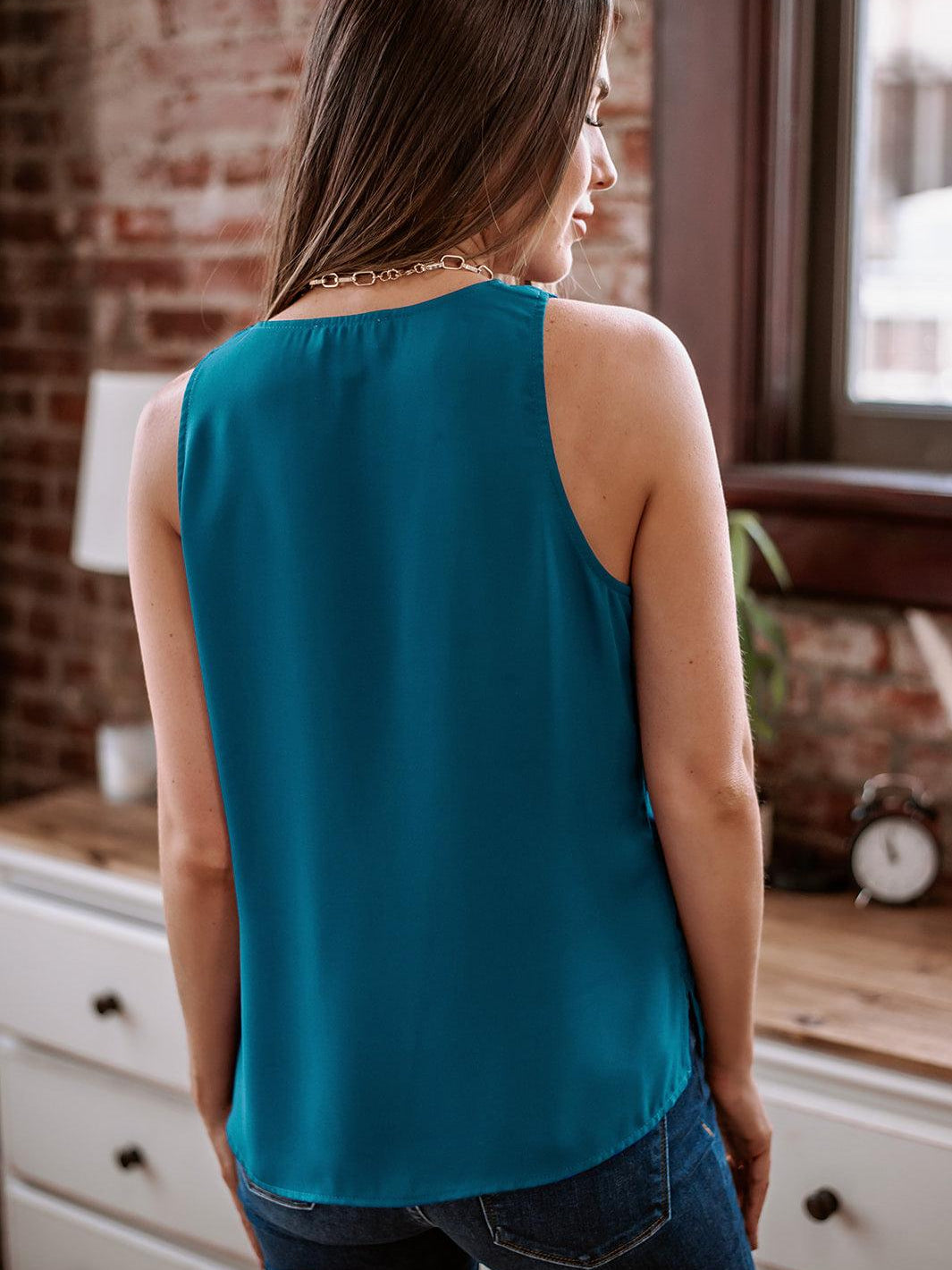Teal Sleeveless Dressy Tank-BEST SELLER