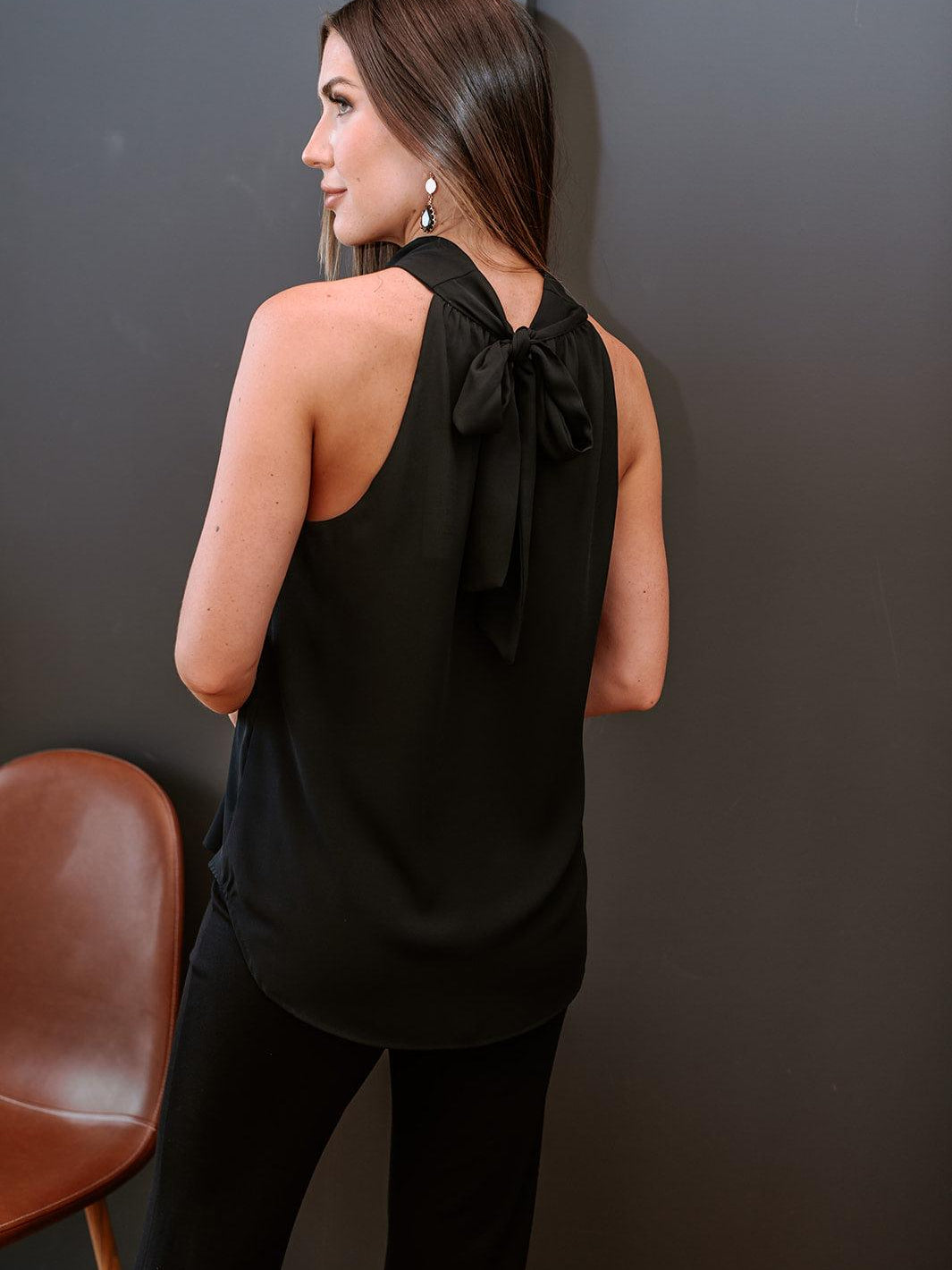 Black Twist Halter Sleeveless Blouse