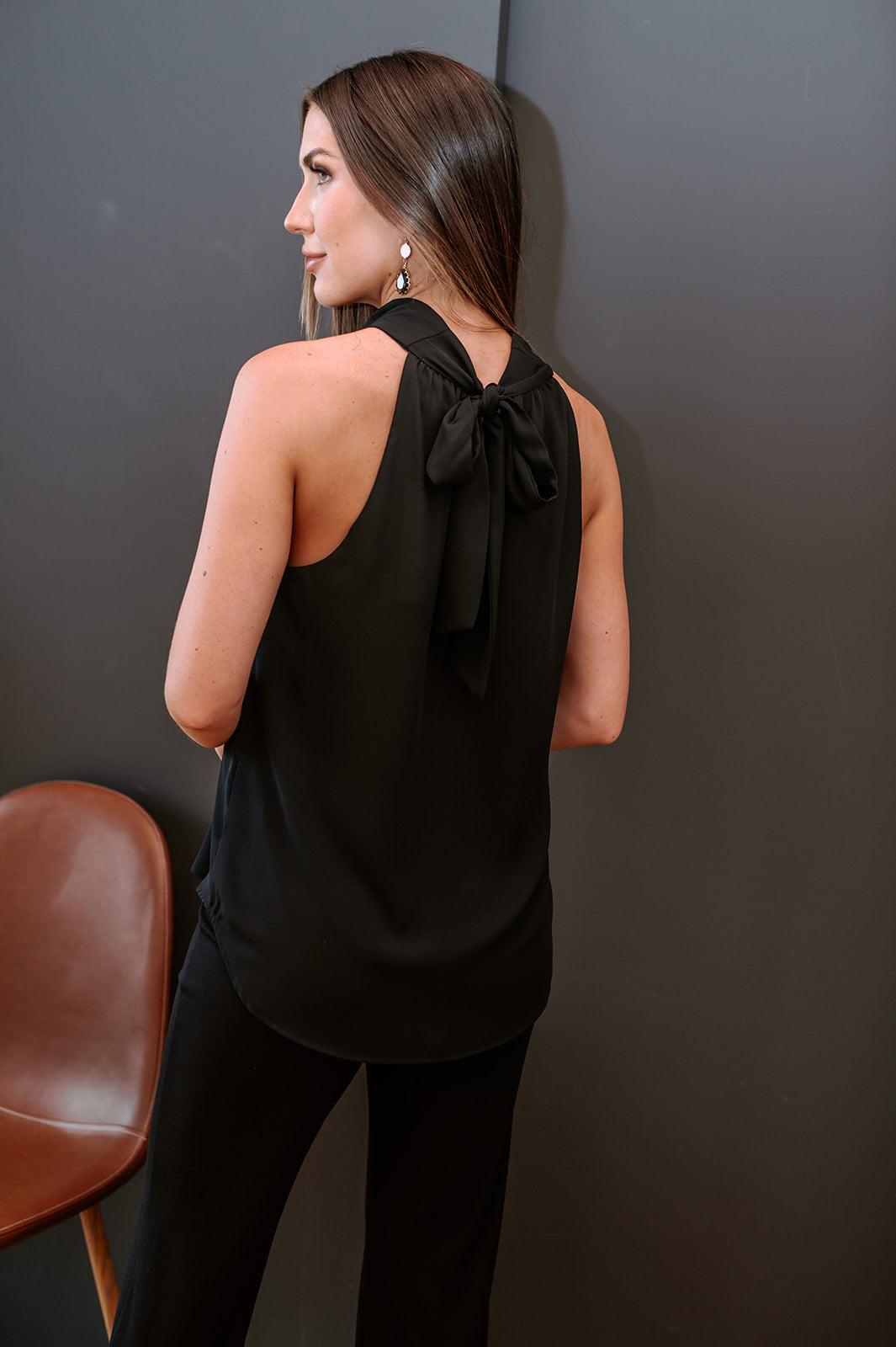 Black Twist Halter Sleeveless Blouse