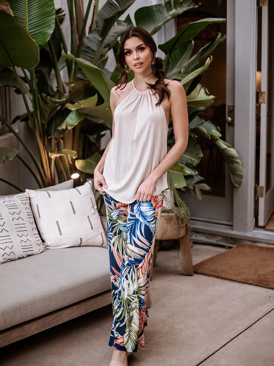 Vanilla Cupro Halter Tank - FINAL SALE