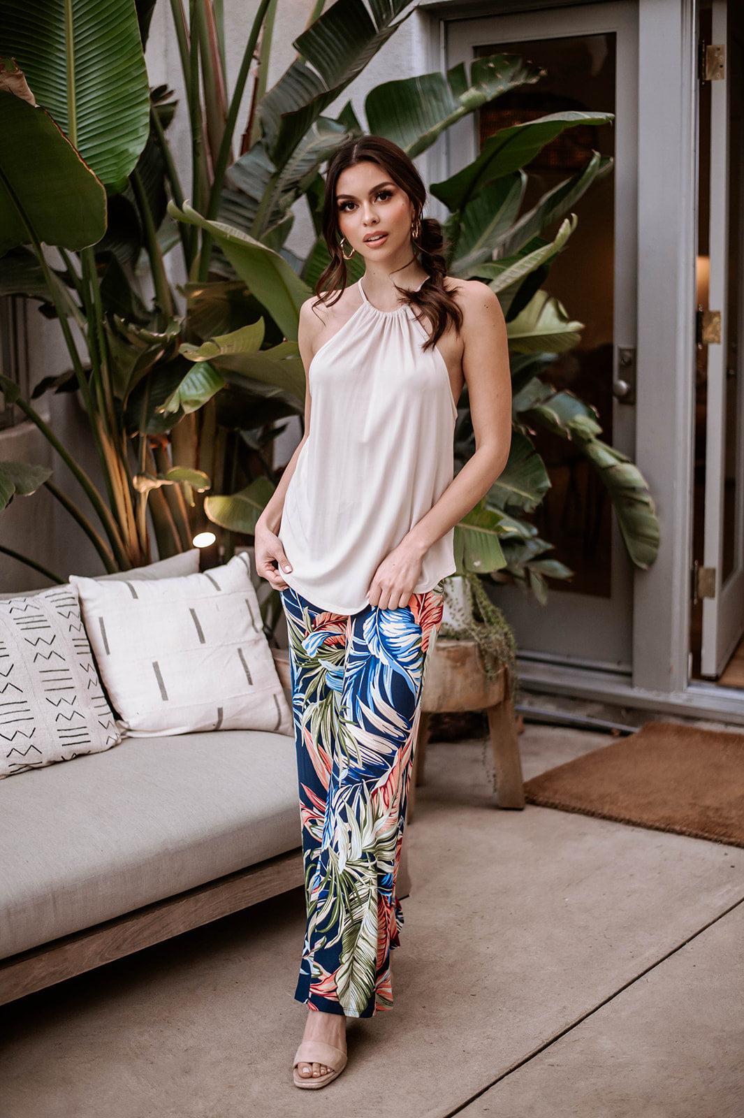 Vanilla Cupro Halter Tank - FINAL SALE