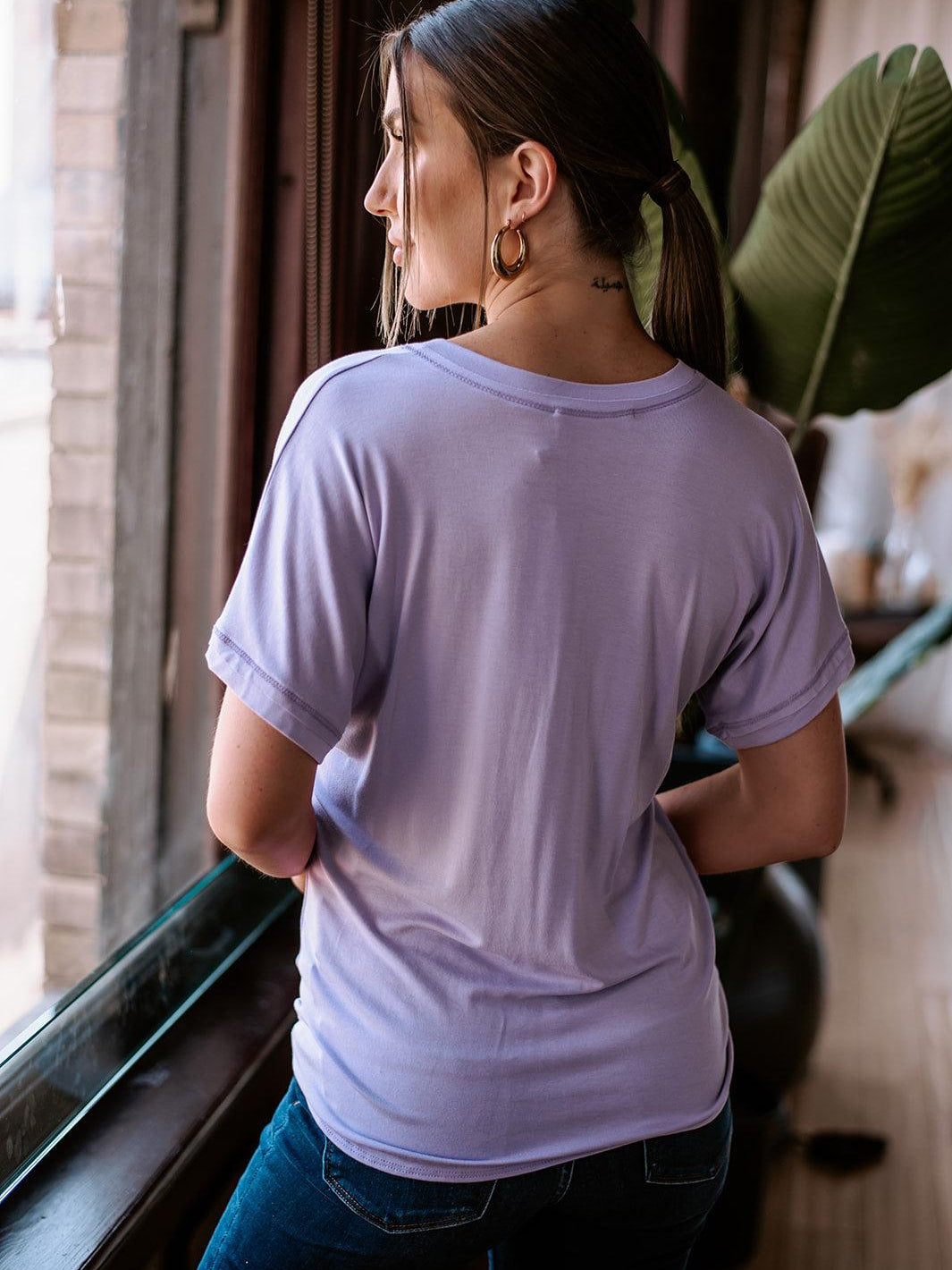 Light Lavender Tee with Front Tie-FINAL SALE
