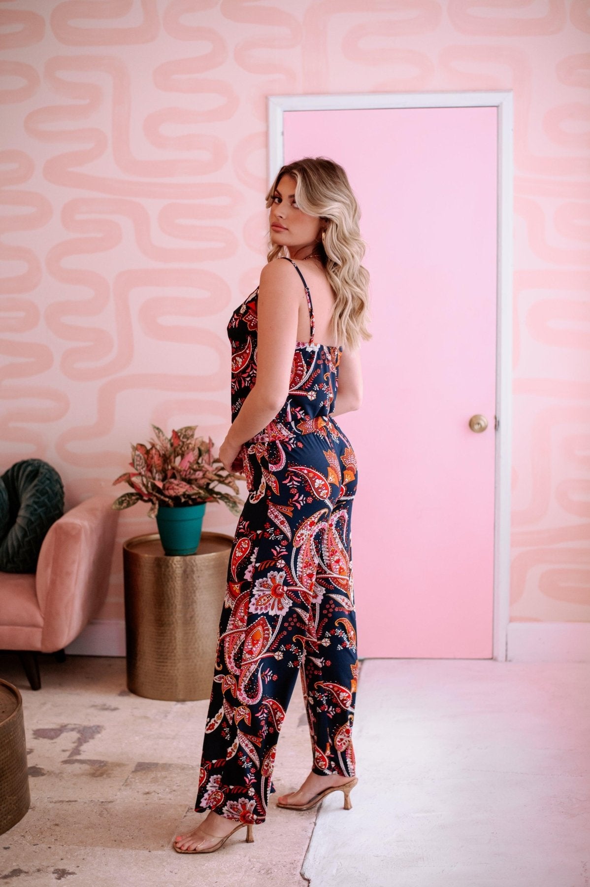 Lala Stretch V-Neck Jumpsuit-FINAL SALE