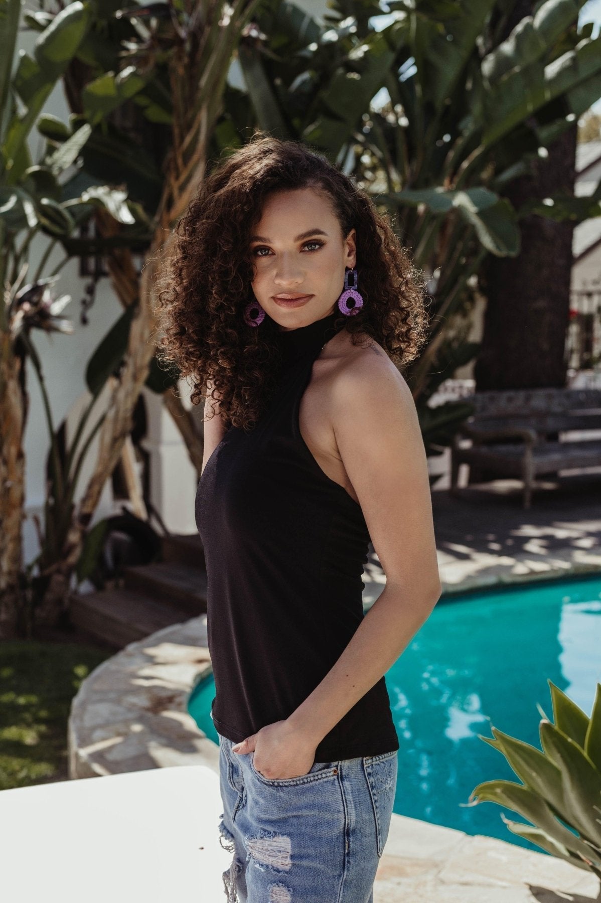 Black Stretch Halter Top-BEST SELLER