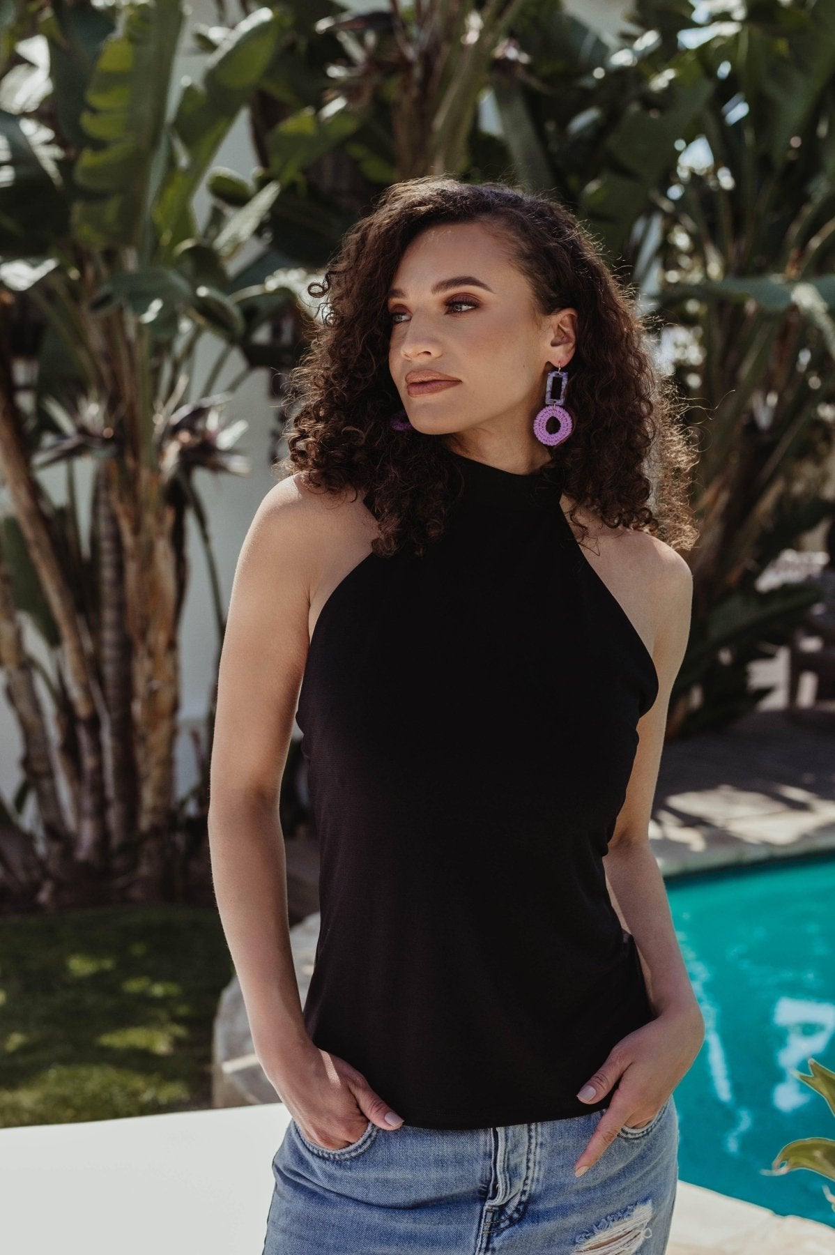 Black Stretch Halter Top-BEST SELLER
