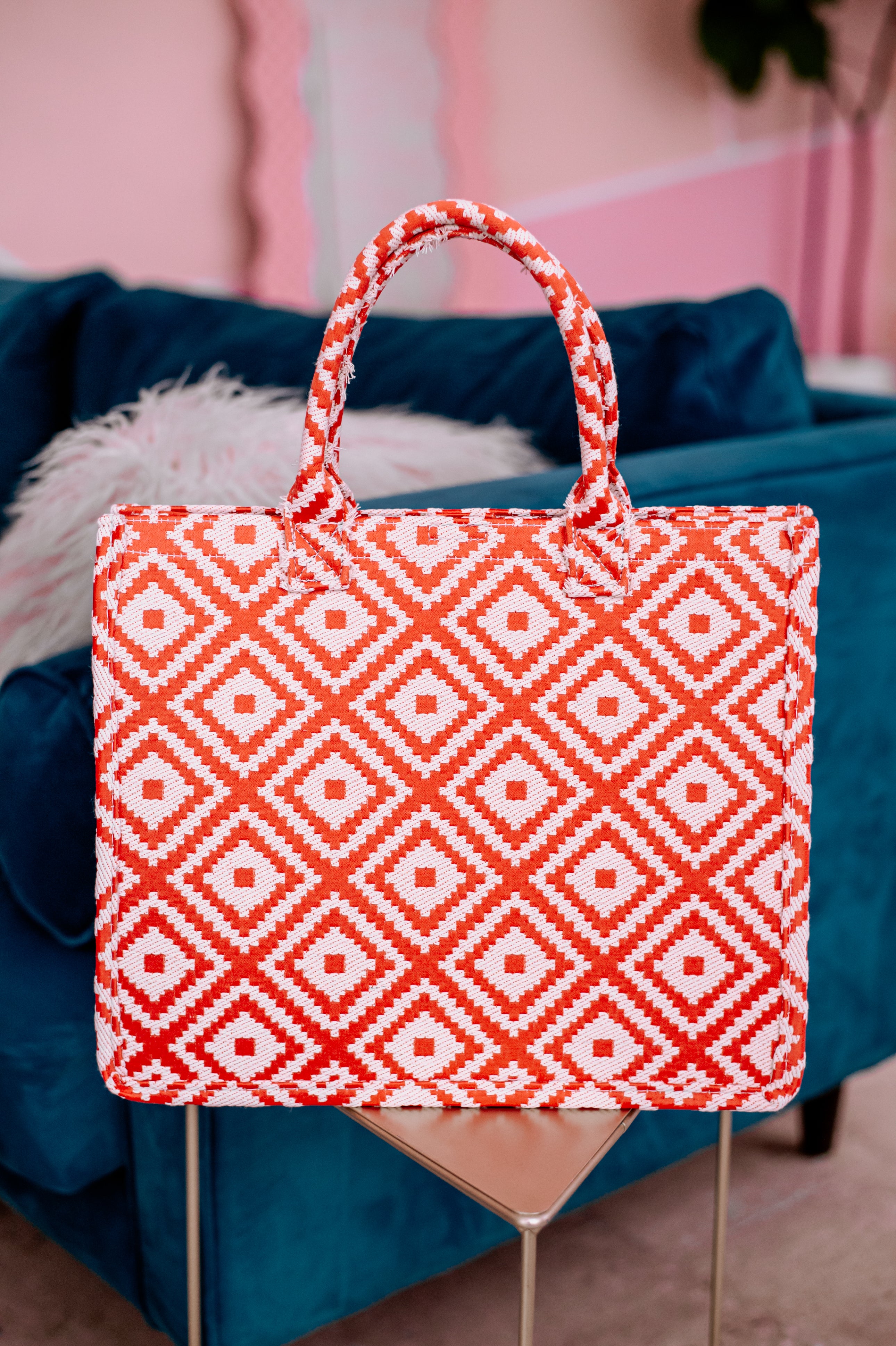 Structured Coral Tote Bag-FINAL SALE